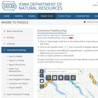 Iowa DNR Where to Paddle Interactive Map
